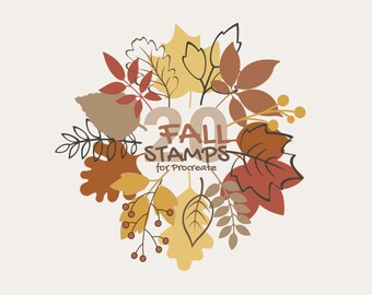Fall Procreate Stamps: 20 Hand-Drawn Doodle Brushes (Digital Download)