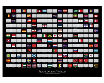 Flags Of The World Scratch Poster - A2 Schwarze Landschaft