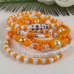 Tennessee Vols Beaded Bracelet: Orange & White Game Day Jewelry