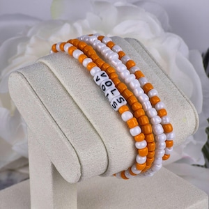 Tennessee Vols Beaded Bracelet: Orange & White Game Day Jewelry