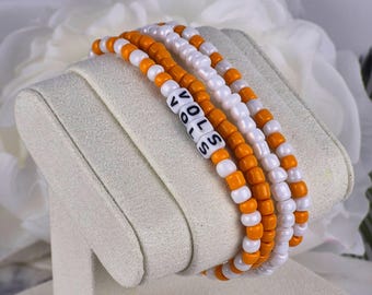 Tennessee Vols Beaded Bracelet: Orange & White Game Day Jewelry
