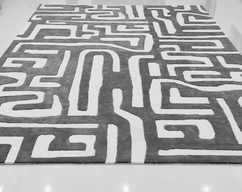 Customise Order Rugs Walker Noble Kuba Hand Tufted Wool Rugs For Living Room, Drawing Room, Dining Room, Customize Wall to Wall Carpet