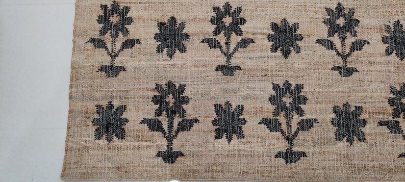 Tapete autêntico de juta preta Esme de qualidade premium, tecido à mão, da Anthropologie, para sala de estar, sala de jantar, qualquer tamanho, carpete personalizado imagem 6