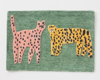 Dörrmatta 60 x 90 cm Cat's Velho vit handtuftad dörrmatta i ull för inomhus-/utomhusbruk Fri leverans USA/Storbritannien Andra länder kan vara fri leverans