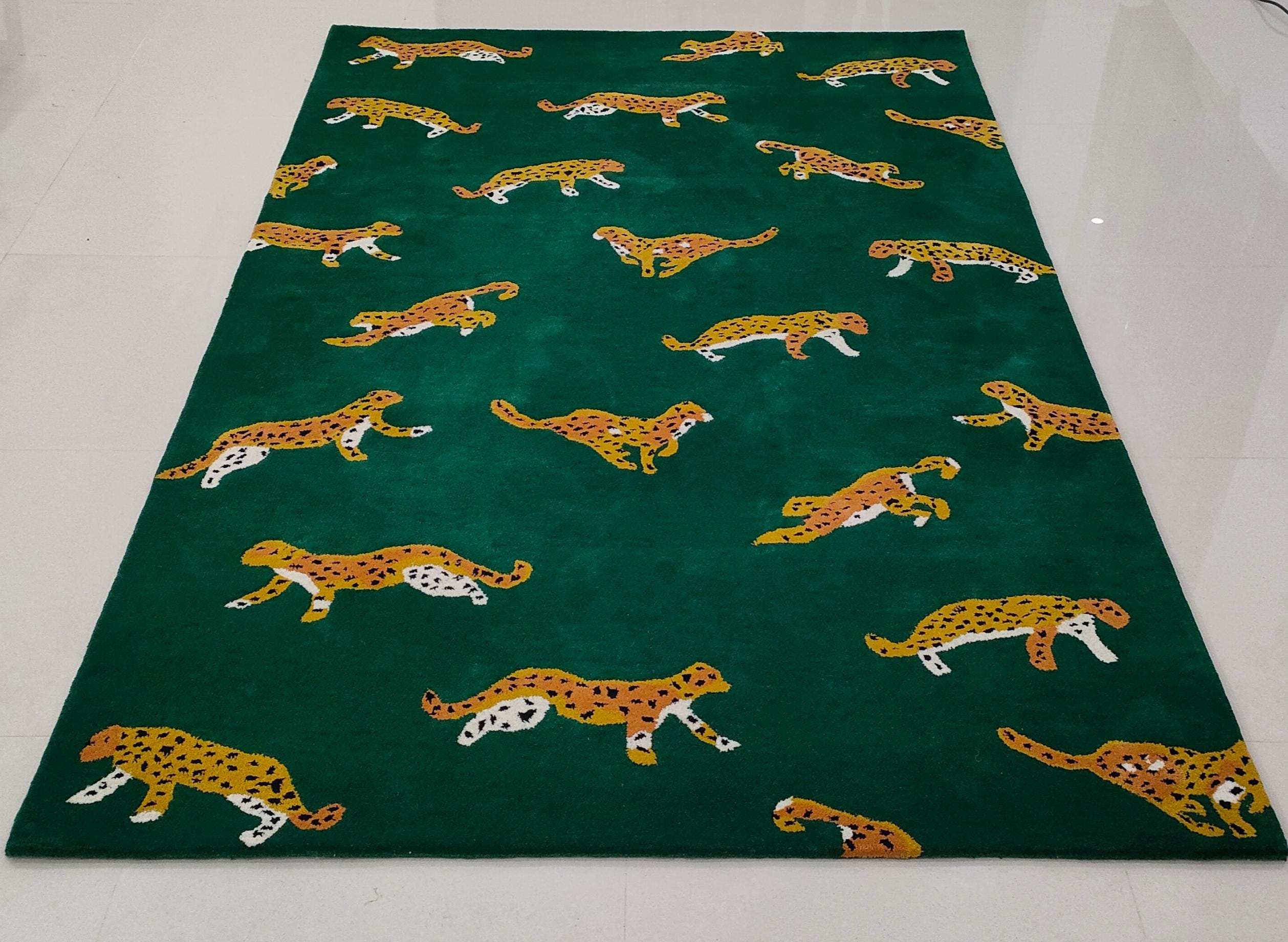Premium-Qualität Cheetah Green Hand getuftet Anthropologie Wollteppiche für Wohnzimmer, Esszimmer, Salon, jede Größe anpassen Teppich