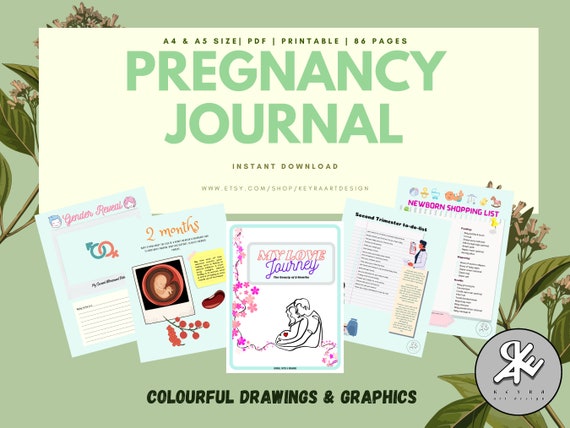 pregnancy journal green theme pregnancy day book etsy