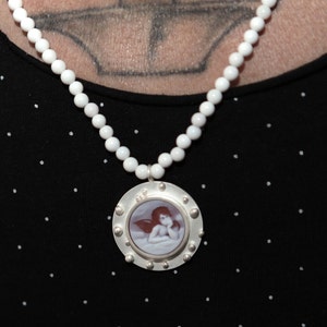 Angel pendant in silver with Kascholong chain, religious jewelry, baptism gift - Symbols/Guardian Angel