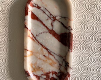 Natural Calacatta Red Marble Tray – White with Red Veining – Elegance in Stone, Perfect Wedding Gift