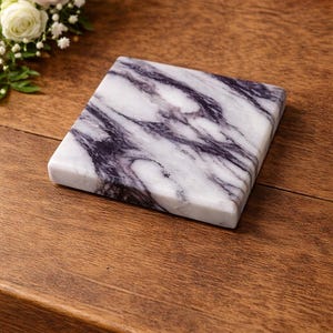 Calacatta Viola Marmor-Untersetzer-Set – Handgefertigter Naturstein – Minimalistischer Untersetzer – Geschenkidee – Dünner, quadratischer Marmor