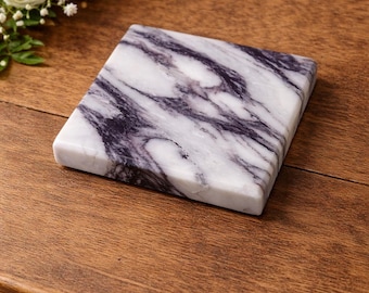 Set of Marble Calacatta Viola coasters – Handcrafted natural stone – Minimalist cup coasters – Gift idea