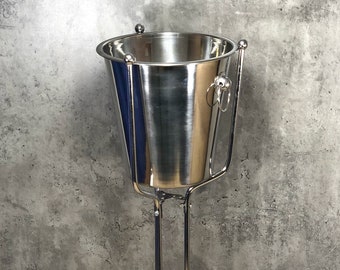 Stainless Steel champagne/wine bucket and foldable stand set