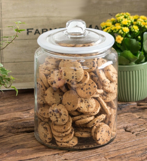 1 Gallon Glass Cookie Storage Jars with Bamboo Lids, Airtight