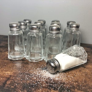 Set of 12 Glass Panelled 2oz Salt & Pepper Shakers for Cafe's, Restaurants and Hotels etc