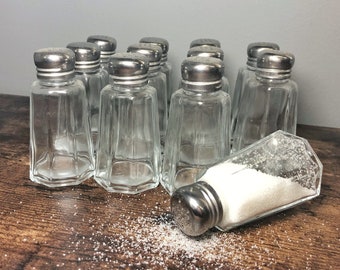 Set of 12 Glass Panelled 2oz Salt & Pepper Shakers for Cafe's, Restaurants and Hotels etc