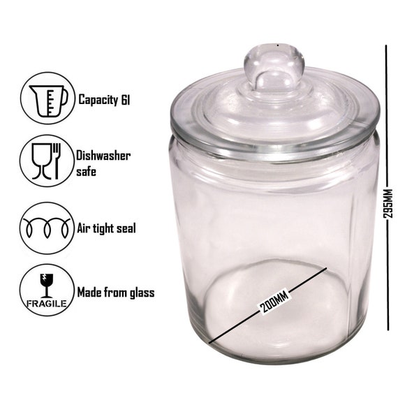 New Extra Large 6L Glass Biscotti Jar for Storage & Display With