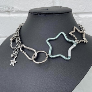 stainless steel star carabiner charm necklace