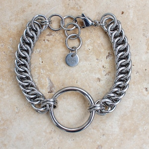 handmade silver O-ring bracelet, stainless steel, non-tarnish jewelry