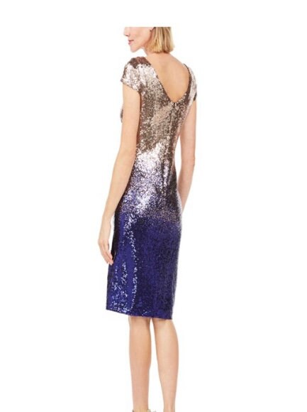 Robe Cocktail Fourreau Connected Apparel - Dentelle Pailletée Bleue, Taille 12, Neuve Sans étiquettes
