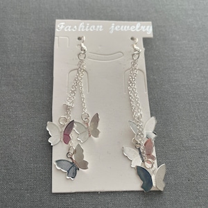 Long Silver Butterflies Earrings!!