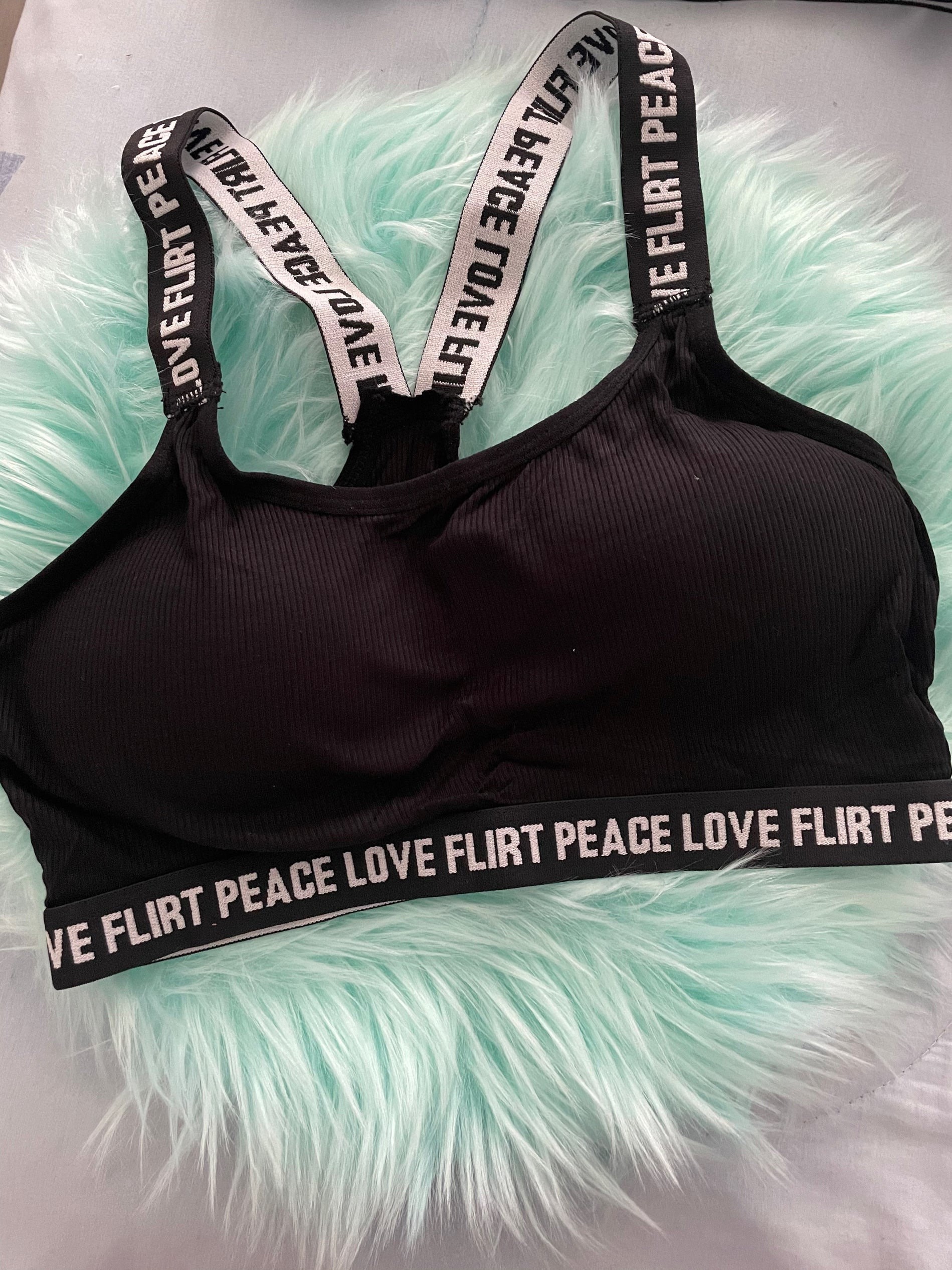 Letter Printed Love Flirt Peace Bra Panty Set, Lingerie, Bra and Panty Sets  Free Delivery India.