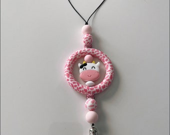 Pink Cow Print Car Charm!!