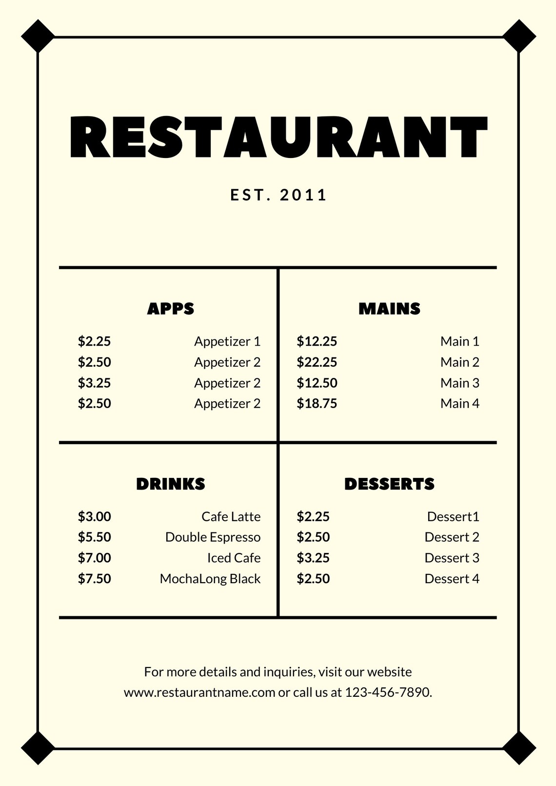 basic-restaurant-menu-perfect-for-coffee-shop-or-small-grab-etsy-uk