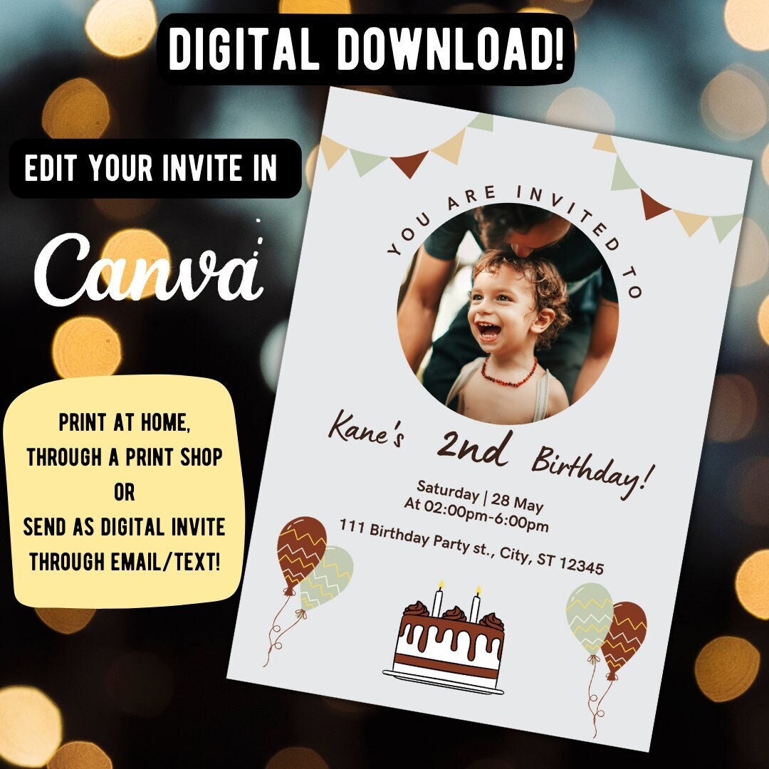 Editable Kids Birthday Invitation Digital Party Invitation Etsy