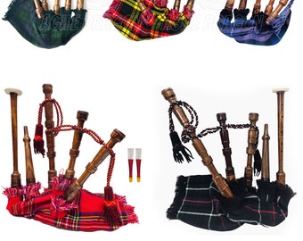 Kids miniature Highland Scottish Bagpipes Traditional Playable Set Various Covers with Two Reeds
