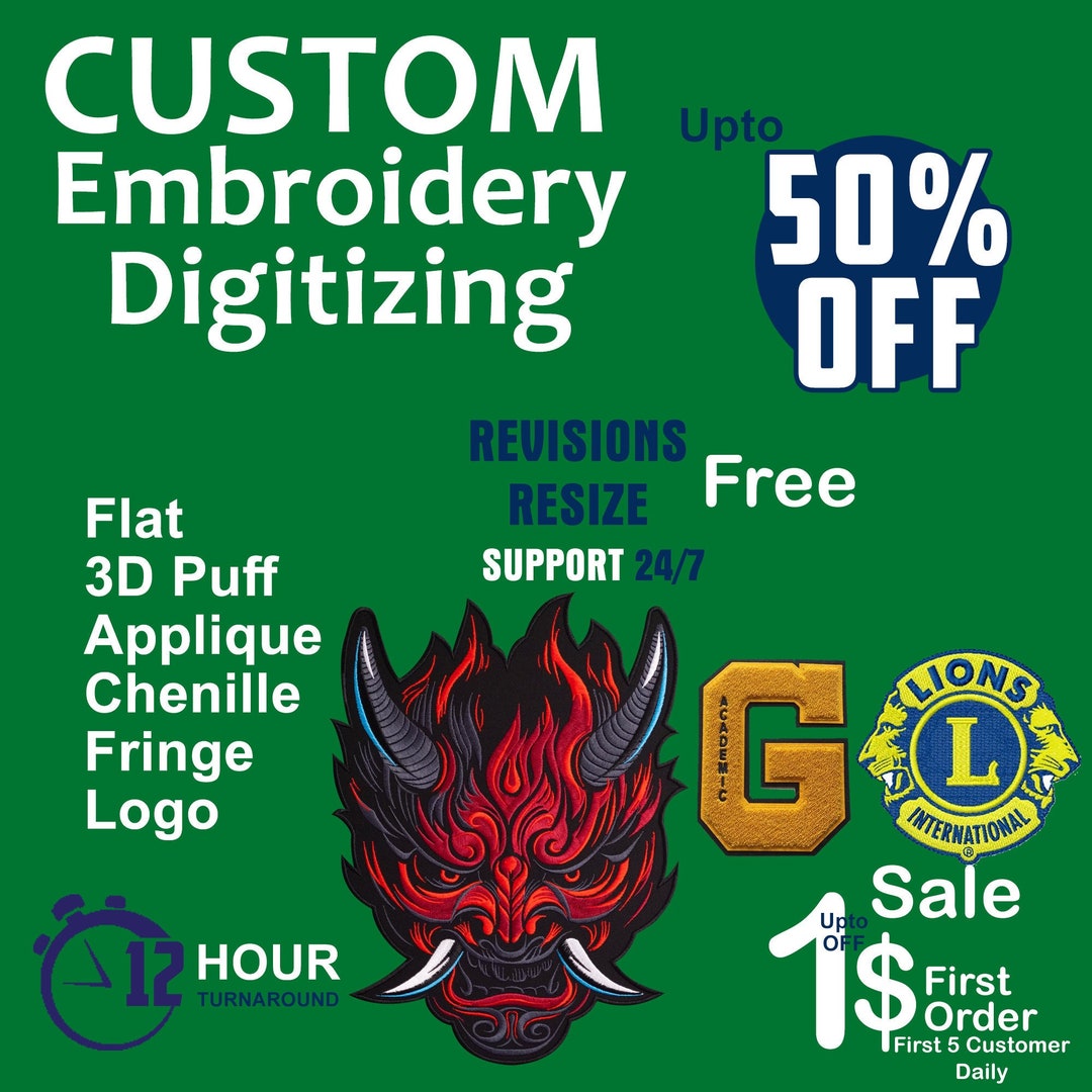 Custom Embroidery Digitizing, Logo Digitizing, Embroidery Digitizing