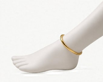 Locking Anklet: deSade® Ankle Cuff 8 mm Gold, Stainless Steel, Hidden Hex Lock