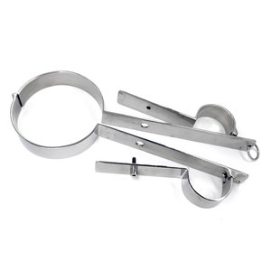Metalbondage Edelstahl-Schandgeige poliert für Hals und Hände