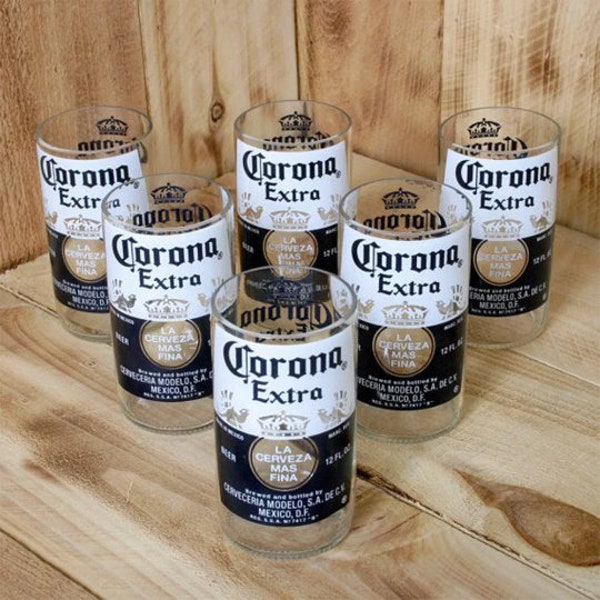 Upcycled Corona Glasses - Perfect Beer Lovers Gift Set for Him, Beer Bottle Glasses, Unique Barware and Father's Day Gift Under 15 Pound