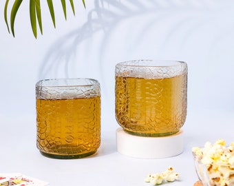 Upcycled Old Monk Rum Glass – Handmade Recycled Rum Bottle Glasses, Vintage Style Drinking Glass, Eco Friendly Barware Gift