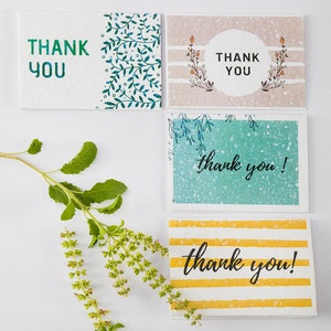 Cartes de remerciement écologiques à planter - Notes en papier graine biodégradable, cartes de voeux durables, cartes de correspondance respectueuses de la nature