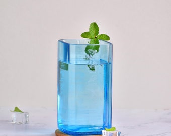 Upcycled Bombay Sapphire Gin Glass – Recycled Blue Drinkware, Handmade Cocktail Glass, Eco Friendly Barware Gift