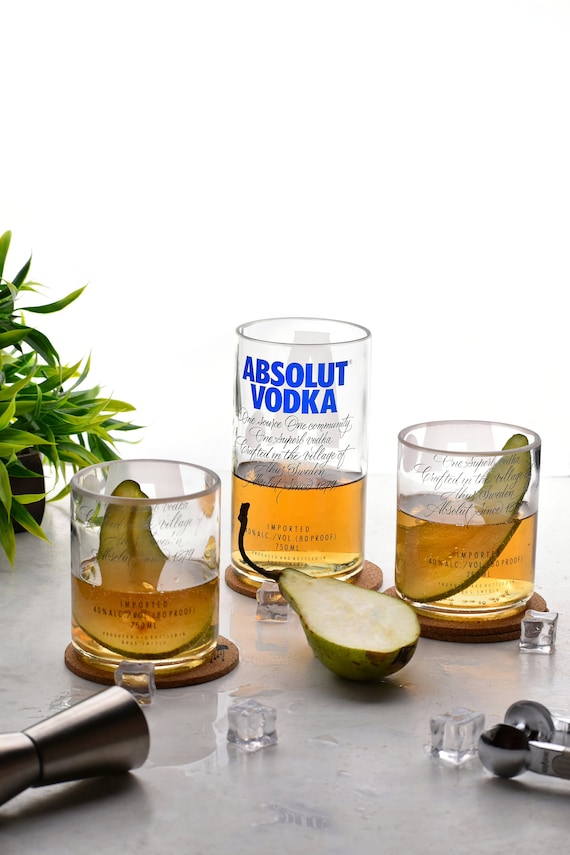 Set of 3 Upcycled Absolut Vodka Glasses  Handmade Recycled Barware, Eco  Friendly Cocktail Drinkware - Etsy