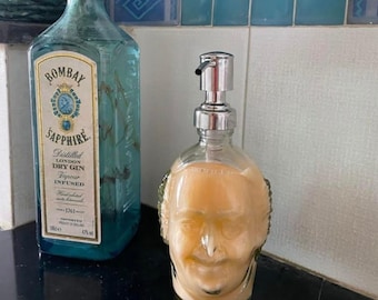 Upcycled Old Monk Rum Bottle Soap Dispenser – Handmade Recycled Glass Soap Pump for Bathroom & Kitchen, Eco Friendly Decor Gift