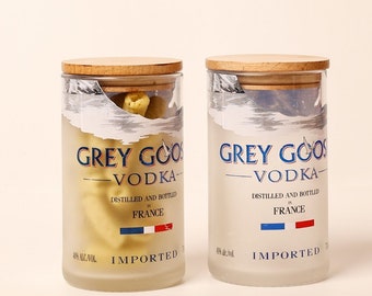 Upcycled Grey Goose Vodka Jar Eco-Friendly Glass Food Storage, Ideal for Condiments, Snacks, Glass Jars, Perfect New Home Vodka Gift