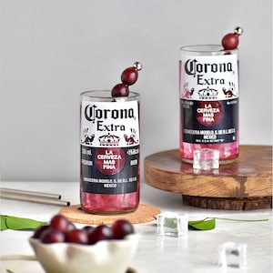 Upcycled Corona Beer Glasses | Unique Barware Gift Set for Beer Lovers | Fun Stocking Filler & Christmas Gift Idea Under 15 Pounds