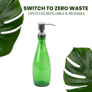 Soap Dispenser made from Upcycled Branded Bottle Green Minimal Liquid Soap Hand Wash Jar Recycled Bathroom Accessory