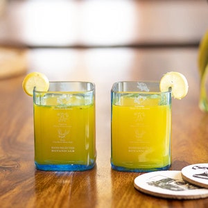 2 Imperfect Upcycled Bombay Sapphire Gin Glasses | Discounted Recycled Drinkware | Eco-Friendly Barware | Sustainable Unique Gin Glass Gift