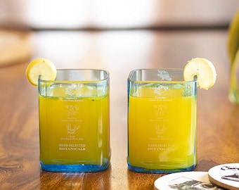 Imperfect Upcycled Bombay Sapphire Gin Glasses – Recycled Blue Cocktail (Set of 2)