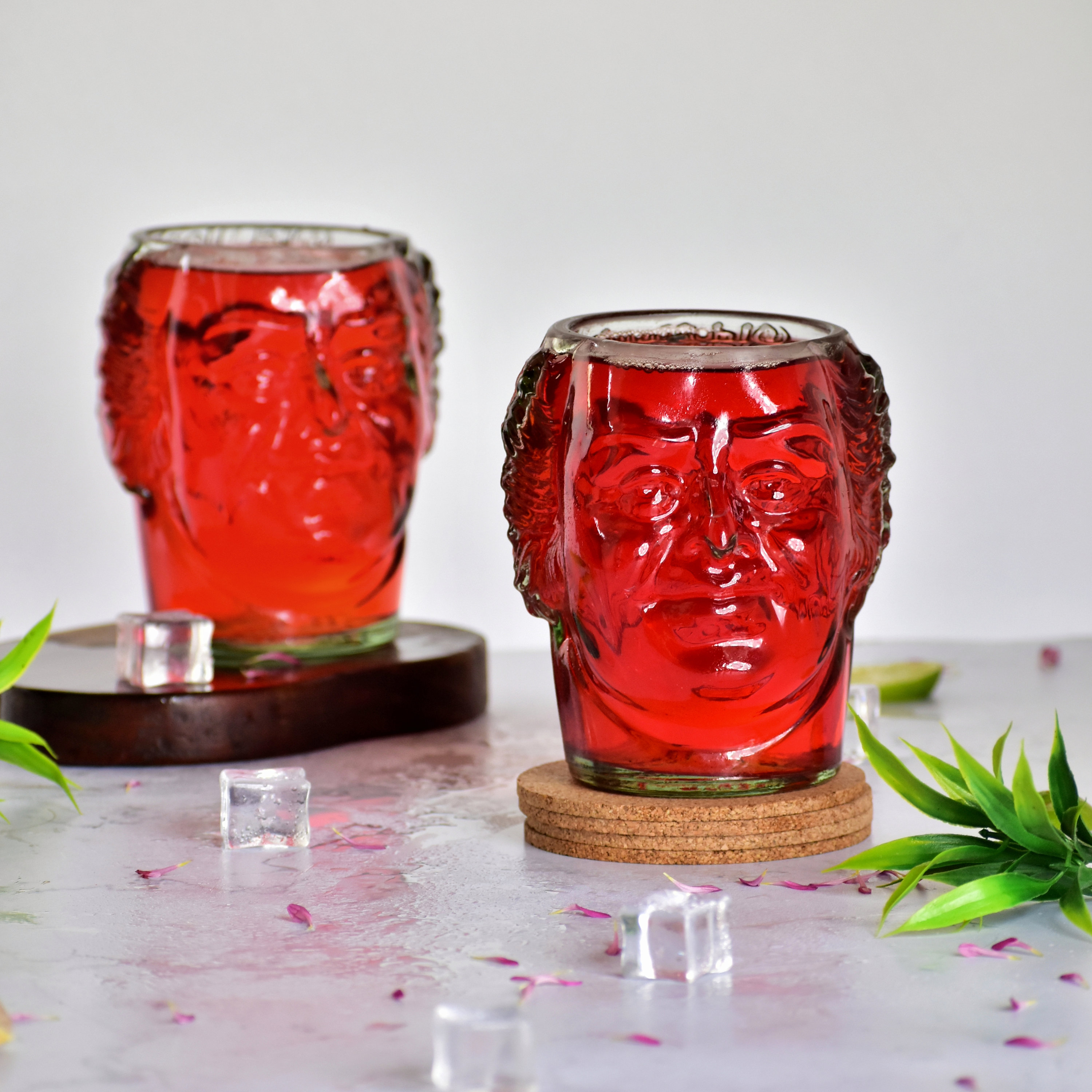 Upcycled Old Monk Face Rum Glass – Handmade Recycled Bottle