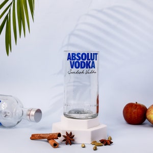 Tall Beverage Glass from Recycled Vodka Bottle, Eco Friendly Drinkware, Glassware for Cocktails, Sustainable Glass Tumbler, Home Bar Decor
