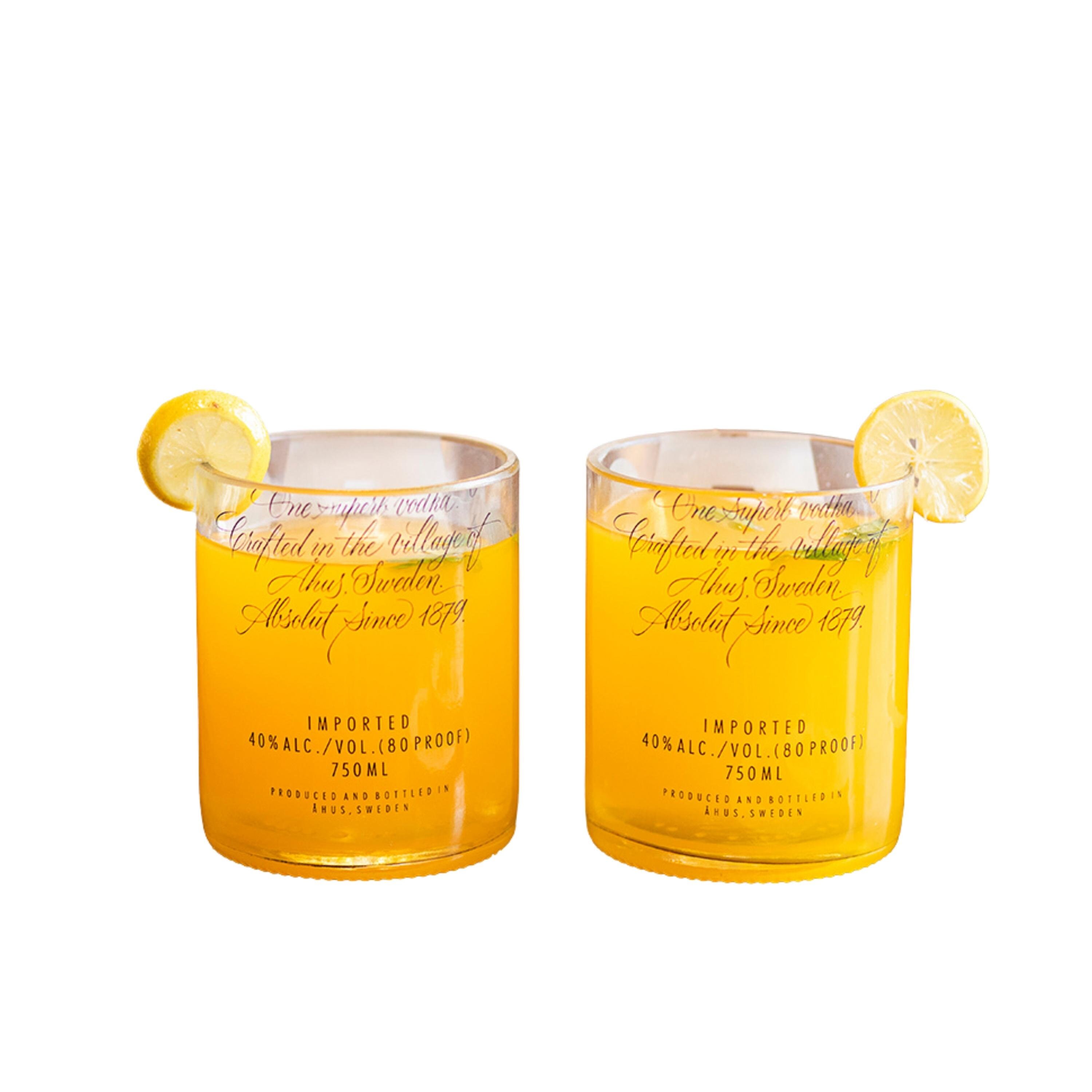 Absolut Vodka Glasses Set of 2  Handmade Upcycled Cocktail Glassware