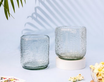 Upcycled Old Monk Rum Glasses – Handmade Recycled Glass, Vintage Chunky Cocktail Drinkware, Eco Friendly Barware Gift