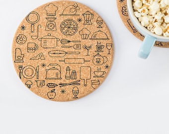Natural Cork Trivet: Rustic Kitchen Decor, Heat-Resistant Pot Stand