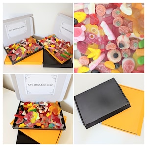 VEGAN HALAL Sweets Pick n Mix Hamper Box Halloween Gothic Ghost Scary Pumpkin Sweet Gift Various Weights Jelly Fizzy Chocolate FREE Message