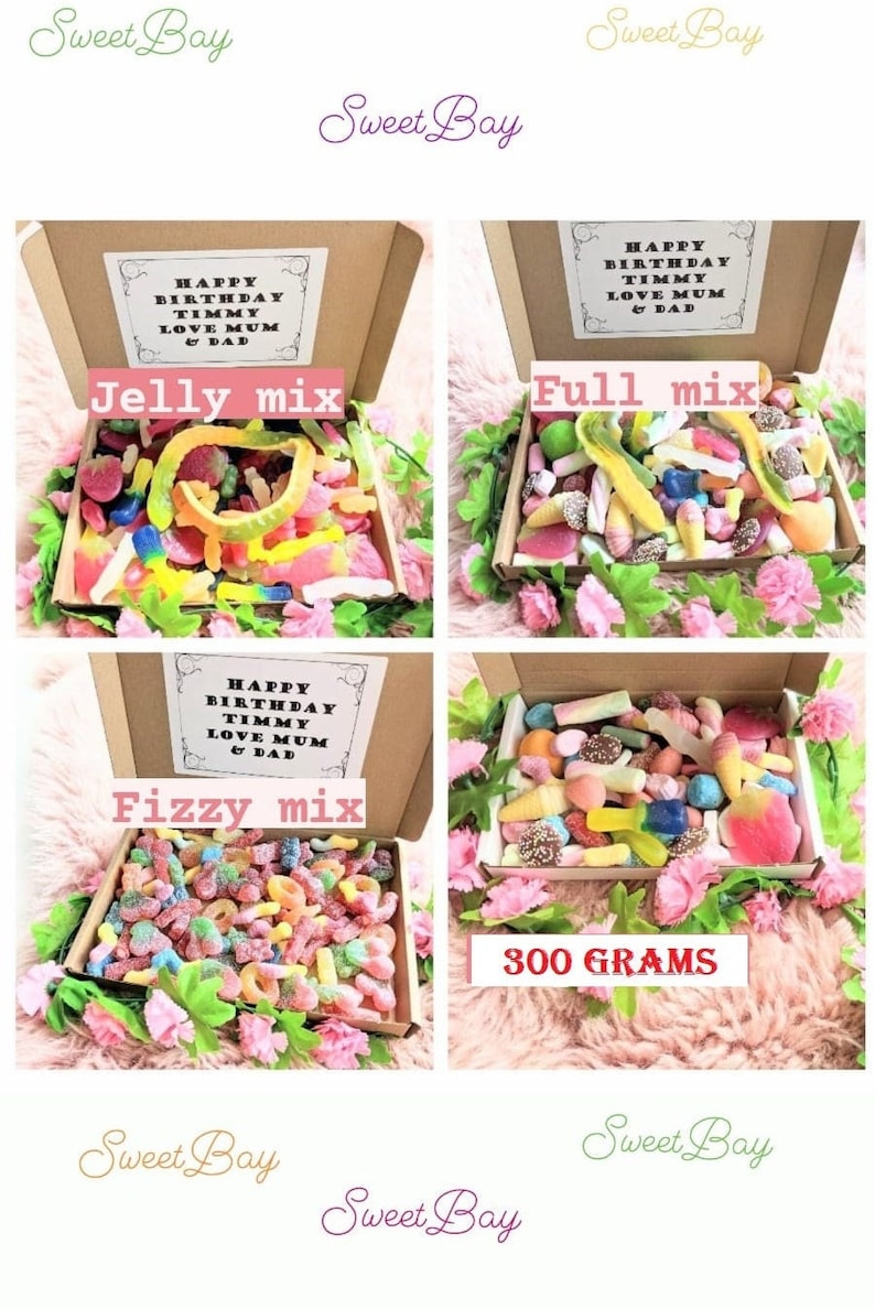 Sweets Pick and Mix Hamper Box Birthday Special Occassion Christmas Gift Party Get Well Various Weights Jelly Fizzy Chocolate FREE MESSAGE image 1