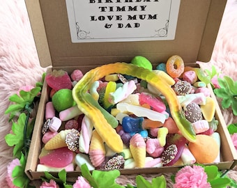 Sweets Pick and Mix Hamper Box Birthday Special Occassion Christmas Gift Party Get Well Various Weights Jelly Fizzy Chocolate FREE MESSAGE